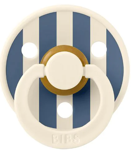 Suzeta rotunda din latex BIBS Studio Colour Block - Ivory Steel Blue (6-18 luni) foto