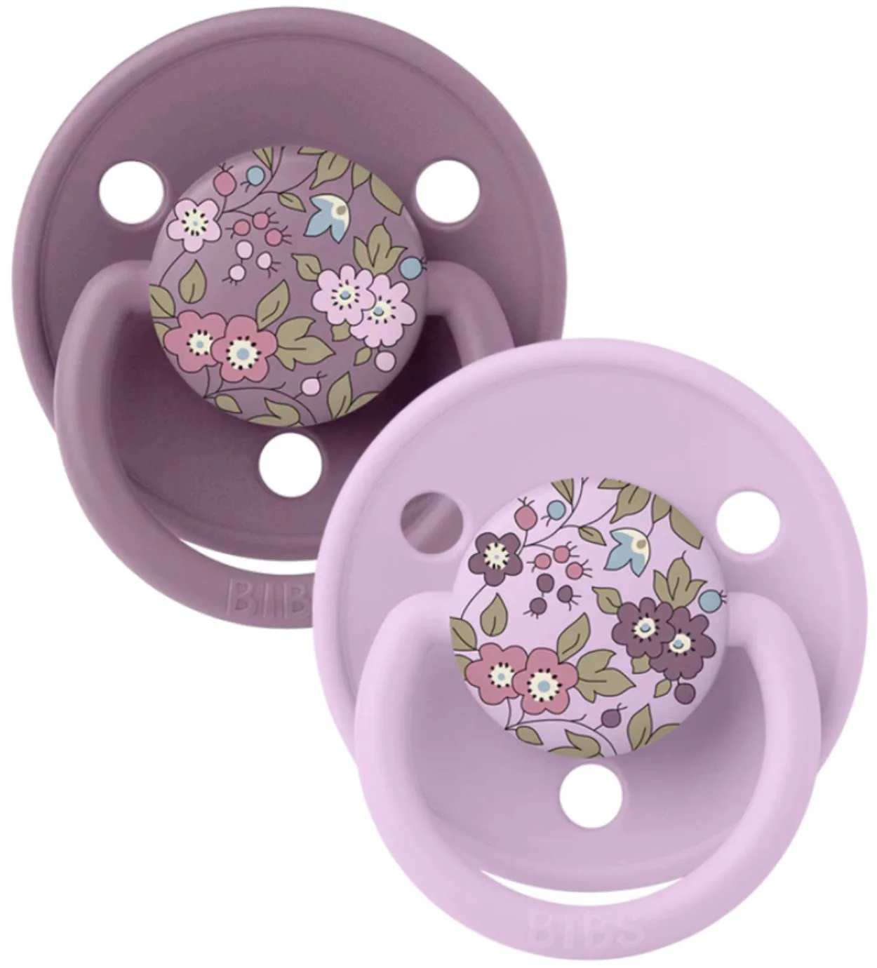 Set 2 suzete rotunde din silicon BIBS LIBERTY De Lux Chamomile Lawn - Mauve Mix (0-36 luni)