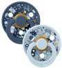 Набор из 2-х круглых латексных пустышек BIBS LIBERTY Chamomile Lawn - Baby Blue Mix (0-6 мес.) foto