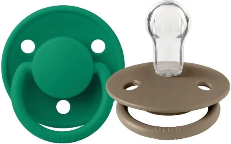 Set 2 suzete rotunde din silicon BIBS De lux Dark Oak/Evergreen (0-36 luni)