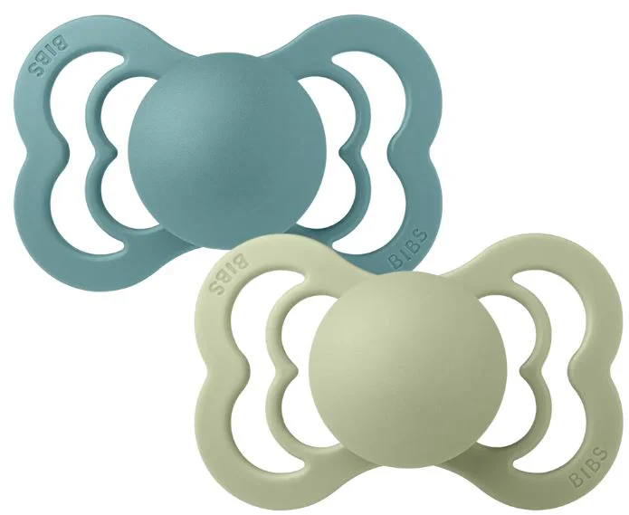 Set 2 suzete simetrice din silicon BIBS Supreme Island Sea/Sage (0-6 luni) foto