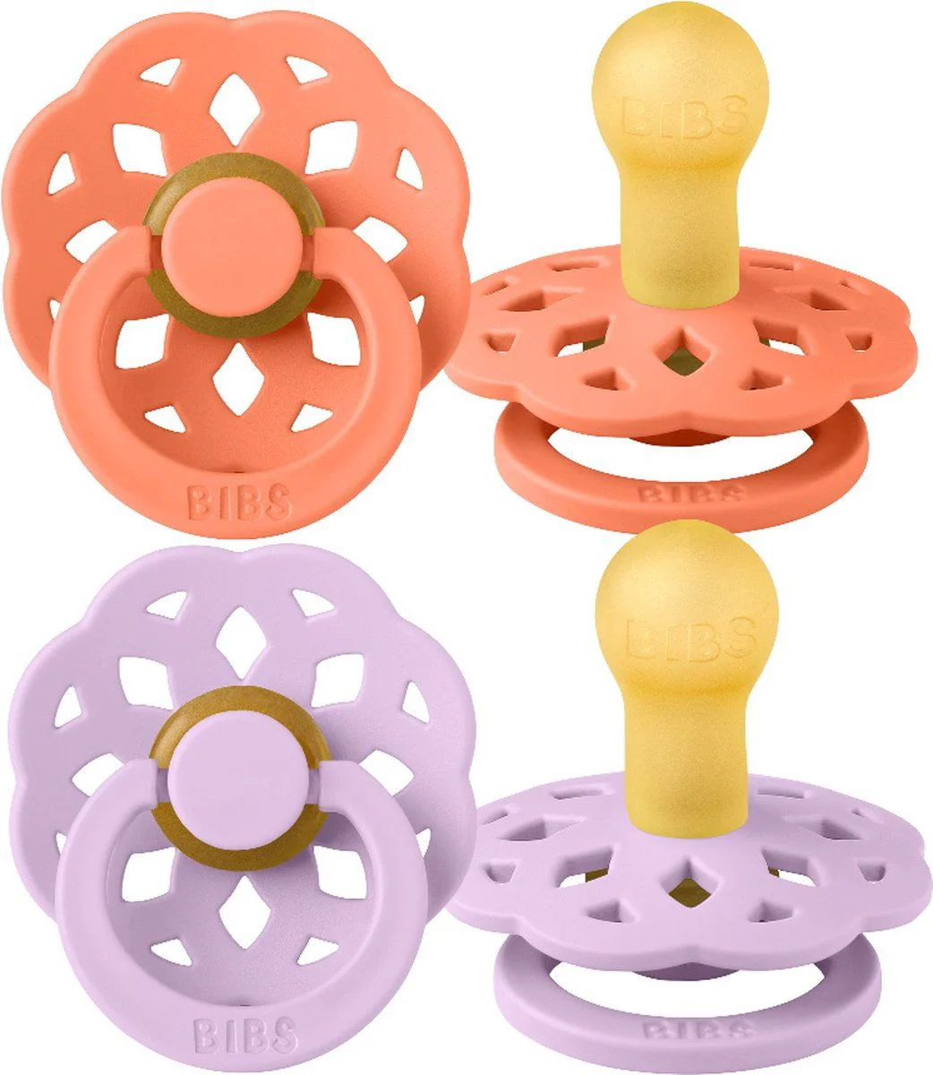 Set 2 suzete rotunde din latex BIBS Boheme Papaya/Violet Sky (6-18 luni) foto
