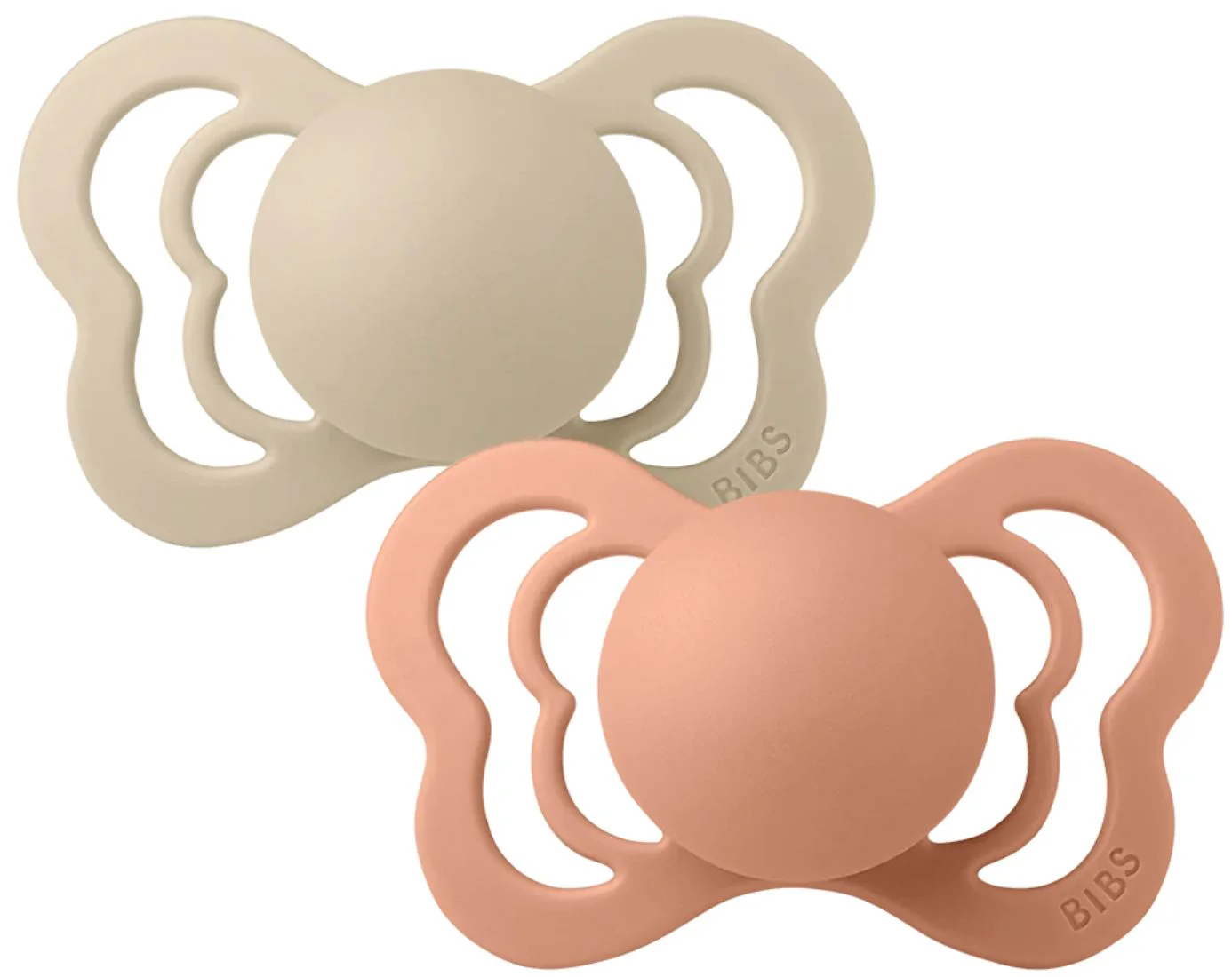 Set 2 suzete anatomice din latex BIBS Couture Vanilla/Peach (0-6 luni) foto