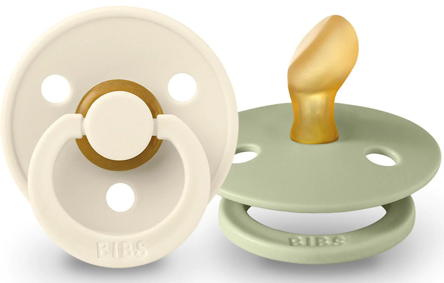 Set 2 suzete anatomice din latex BIBS Colour Ivory/Sage (0-6 luni) foto
