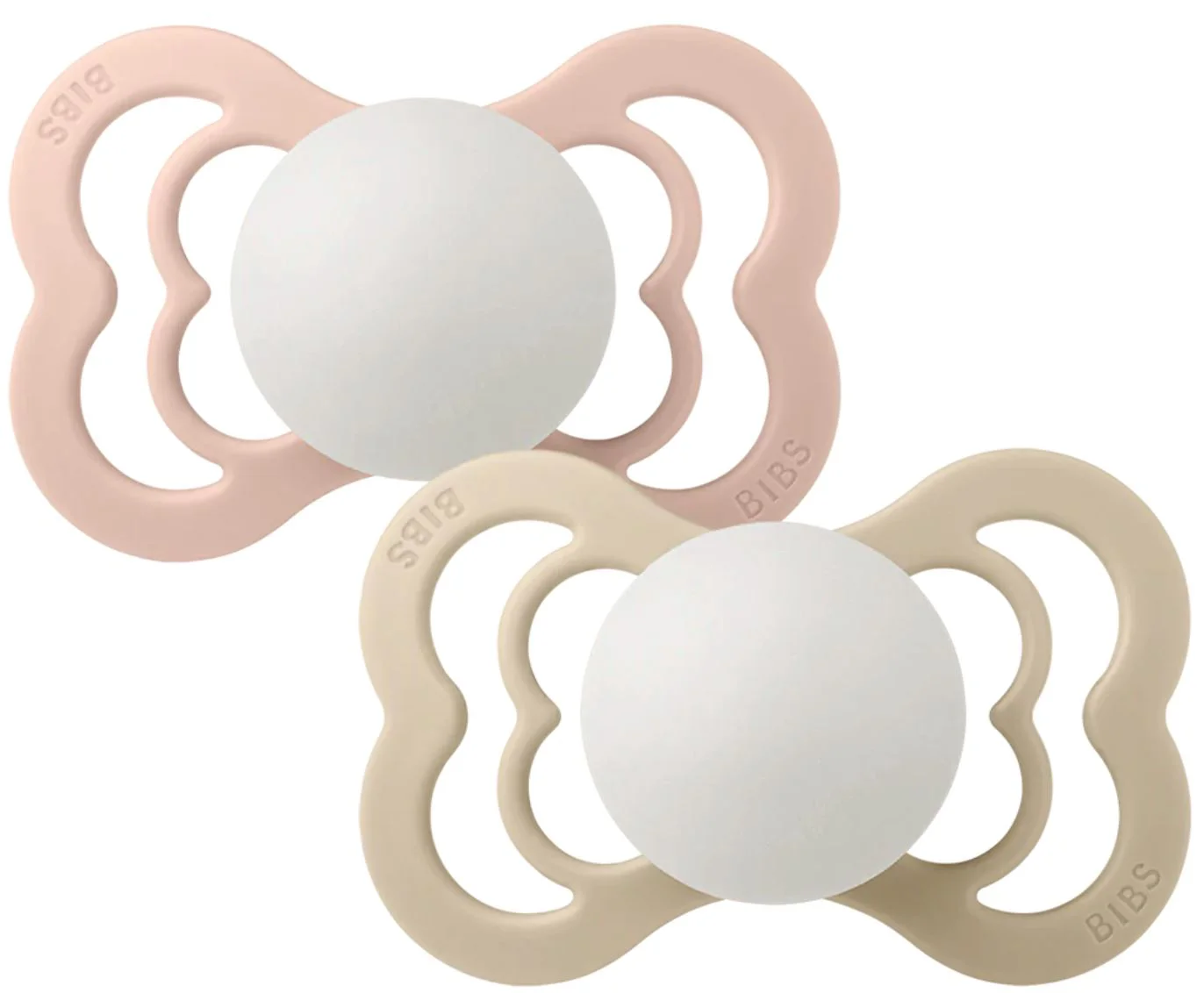 Set 2 suzete simetrice din latex BIBS Supreme Glow Blush/Vanilla (6-18 luni) foto