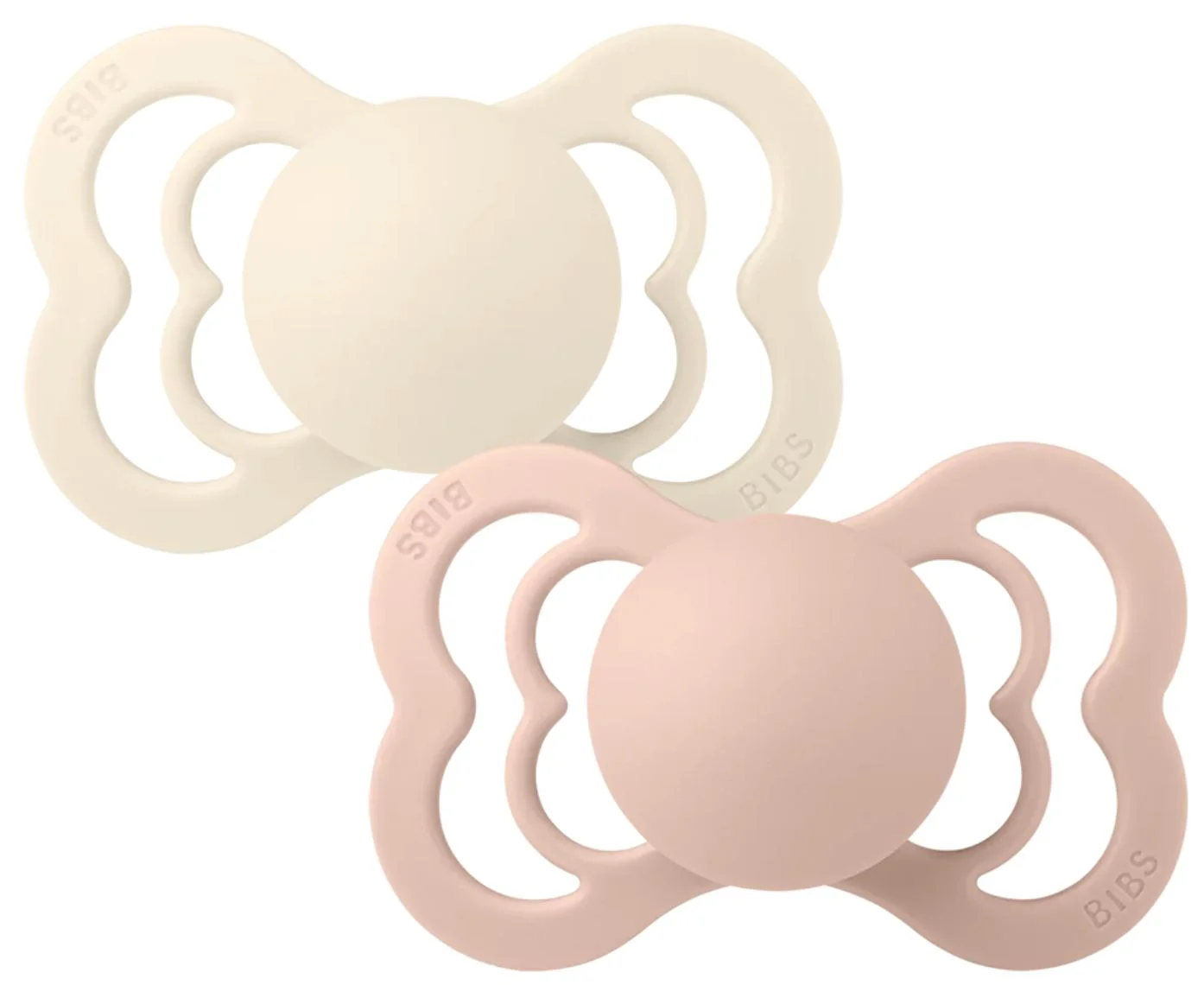 Set 2 suzete simetrice din silicon BIBS Supreme Ivory/Blush (6-18 luni) foto