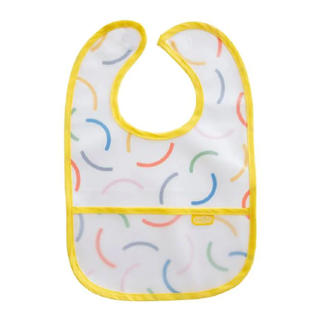 Baveta cu 2 fete si buzunar BabyJem Yellow Smiley Face, 24x35 cm foto