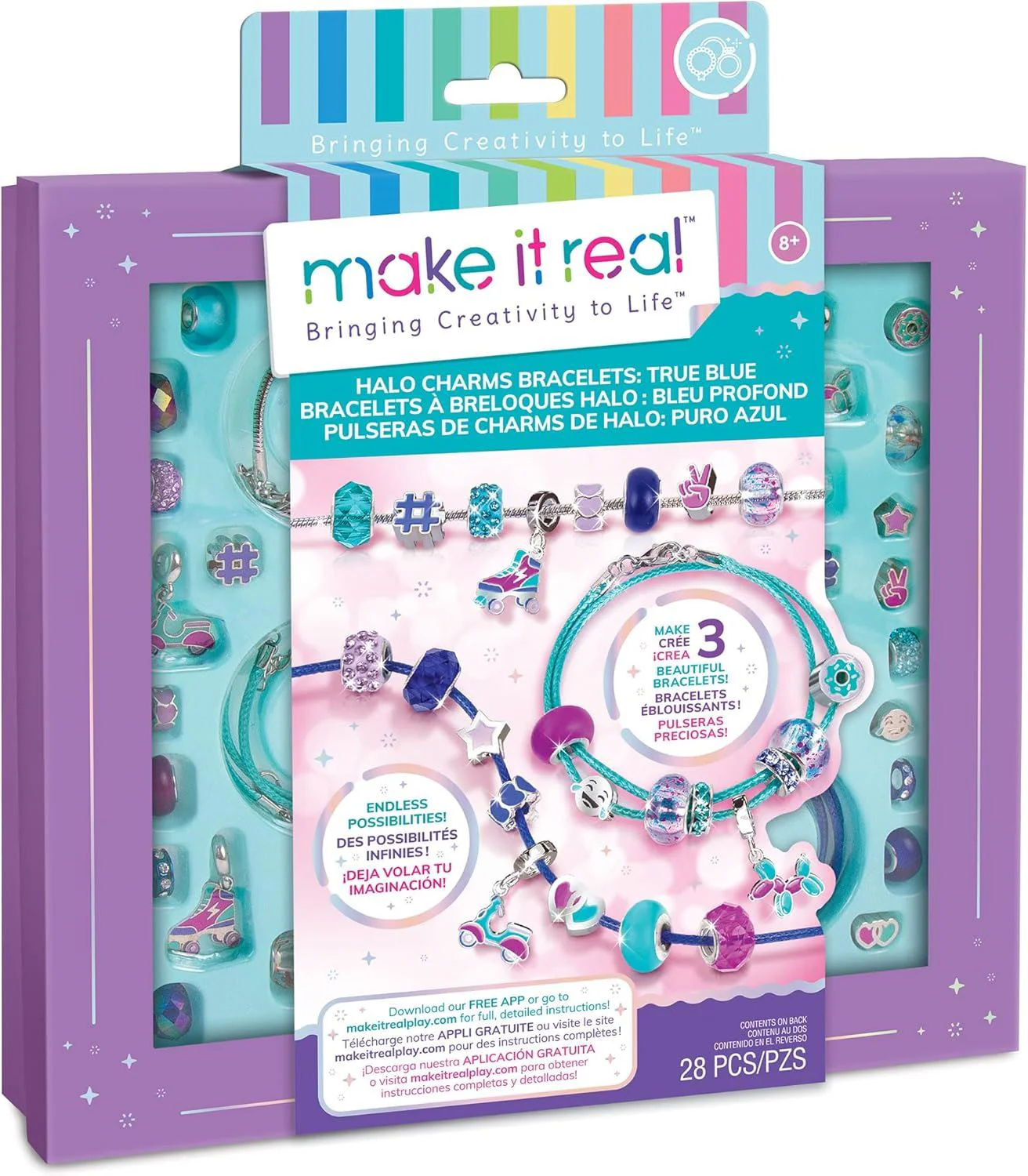 Set de creatie Make It Real True Blue Halo Charms Bracelets