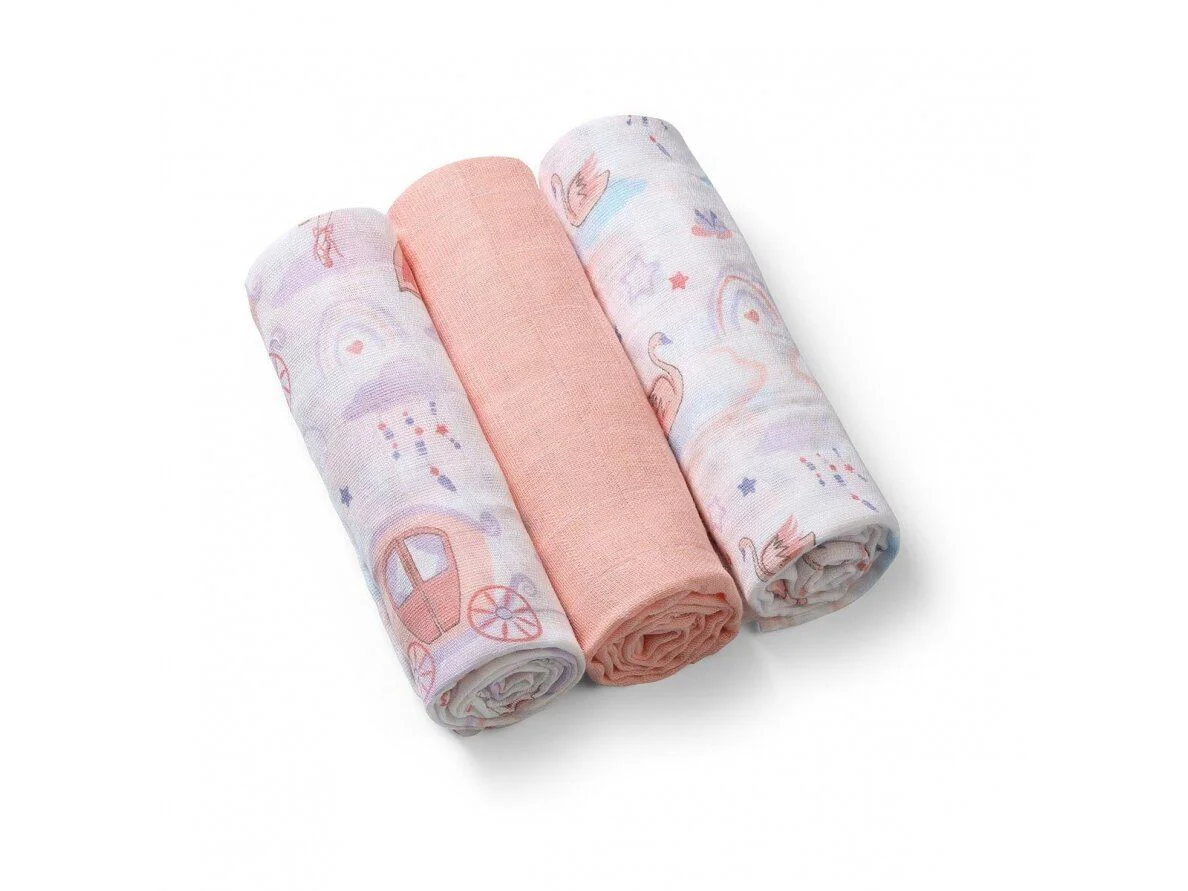 Pelinci de muselina super moale BabyOno Roz, 3 buc.