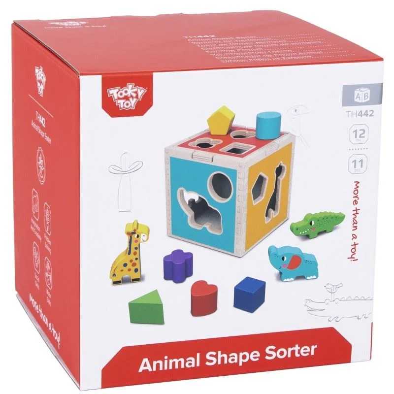 image for Cub-sorter din lemn Tooky Toy Animale foto