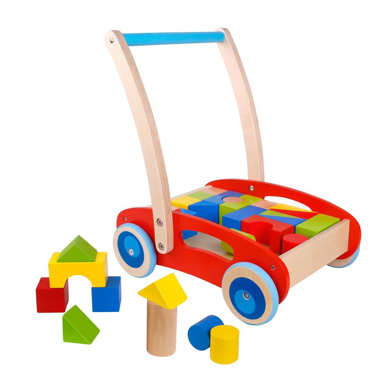 image for Деревянная игрушка Tooky Toy "Тележка с кубиками" foto