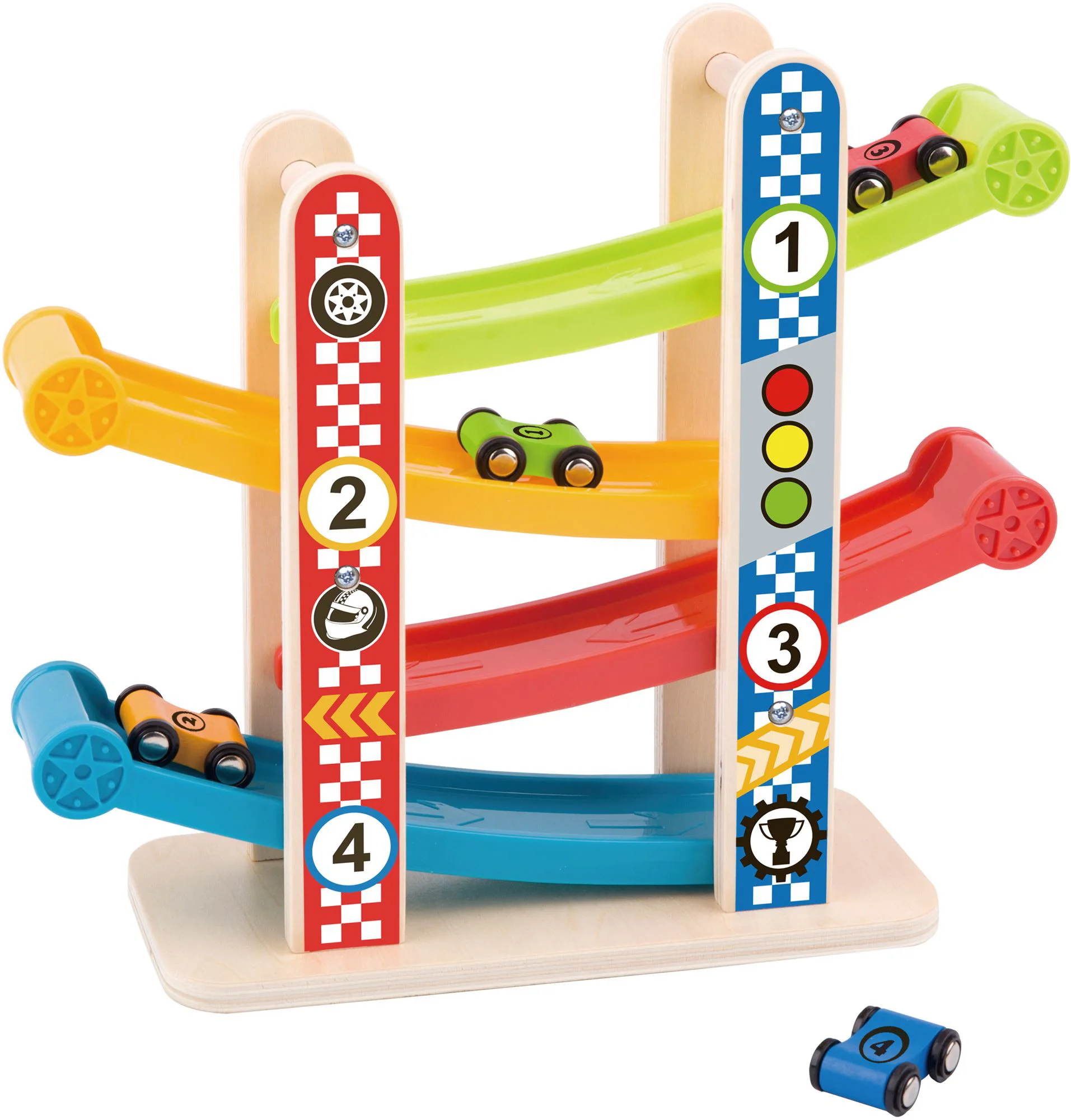 Мини-деревянная дорожка с игрушечными машинками Tooky Toy foto