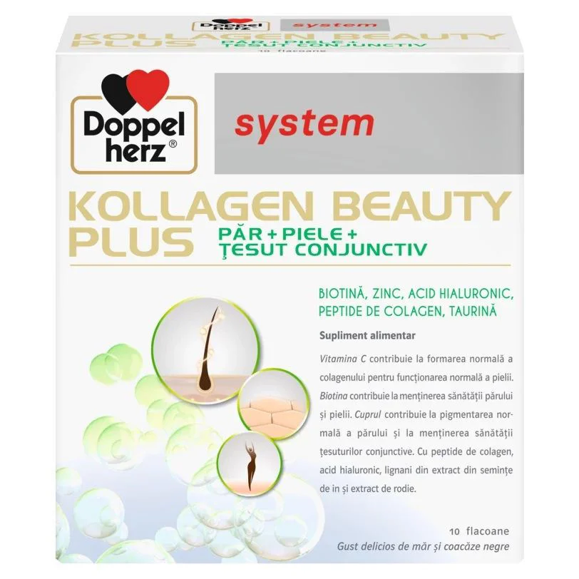 Supliment Doppelherz System Kollagen Beauty Plus, 10 flacoane