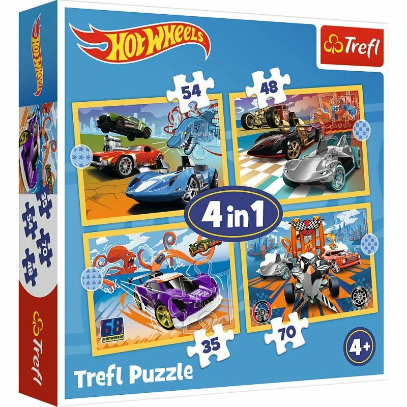 Пазл Trefl 4 в 1 Hot Wheels