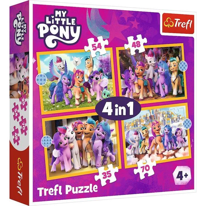 Puzzle Trefl 4 in 1 Sa cunoastem poneii