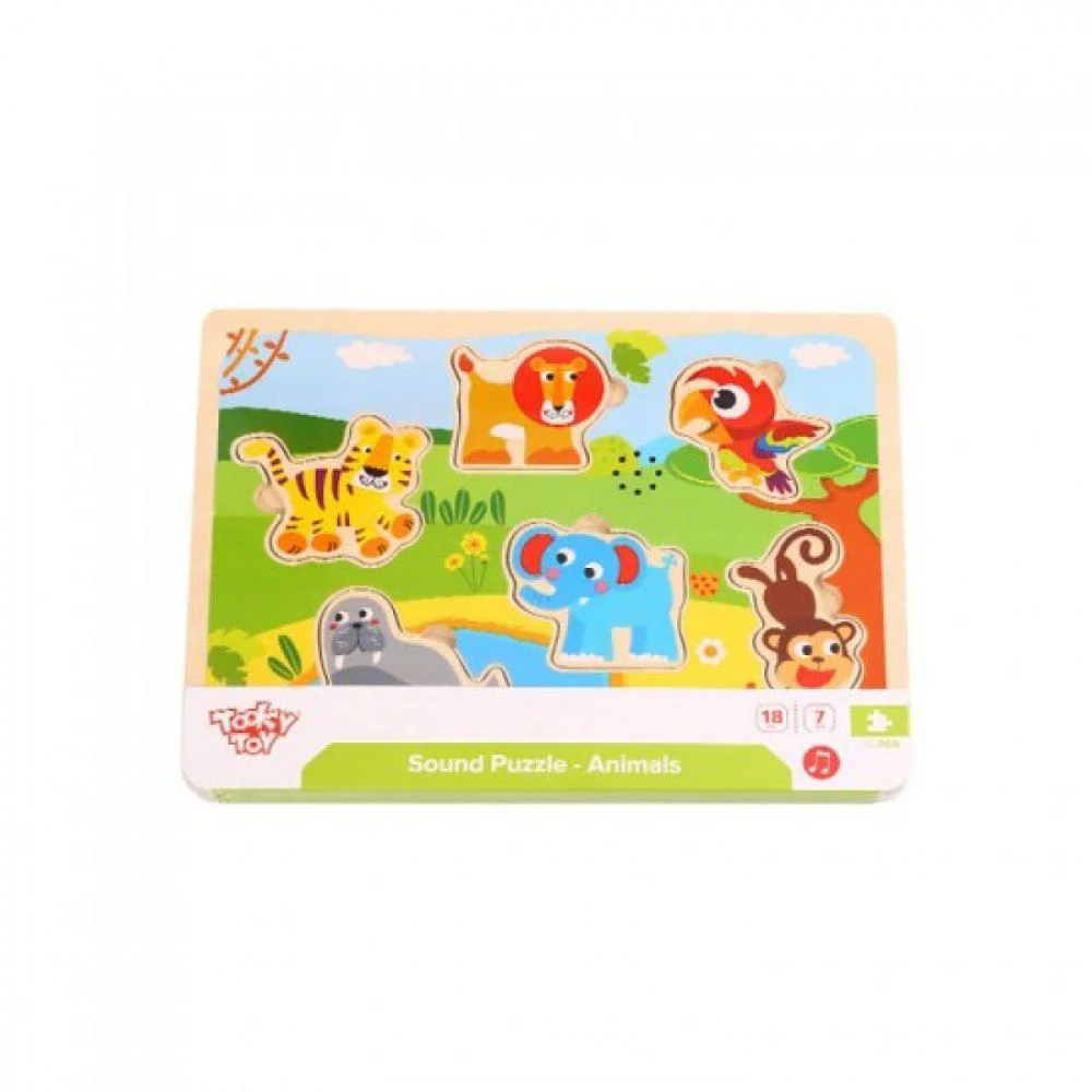 image for Puzzle din lemn Tooky Toy Animalute sonore foto