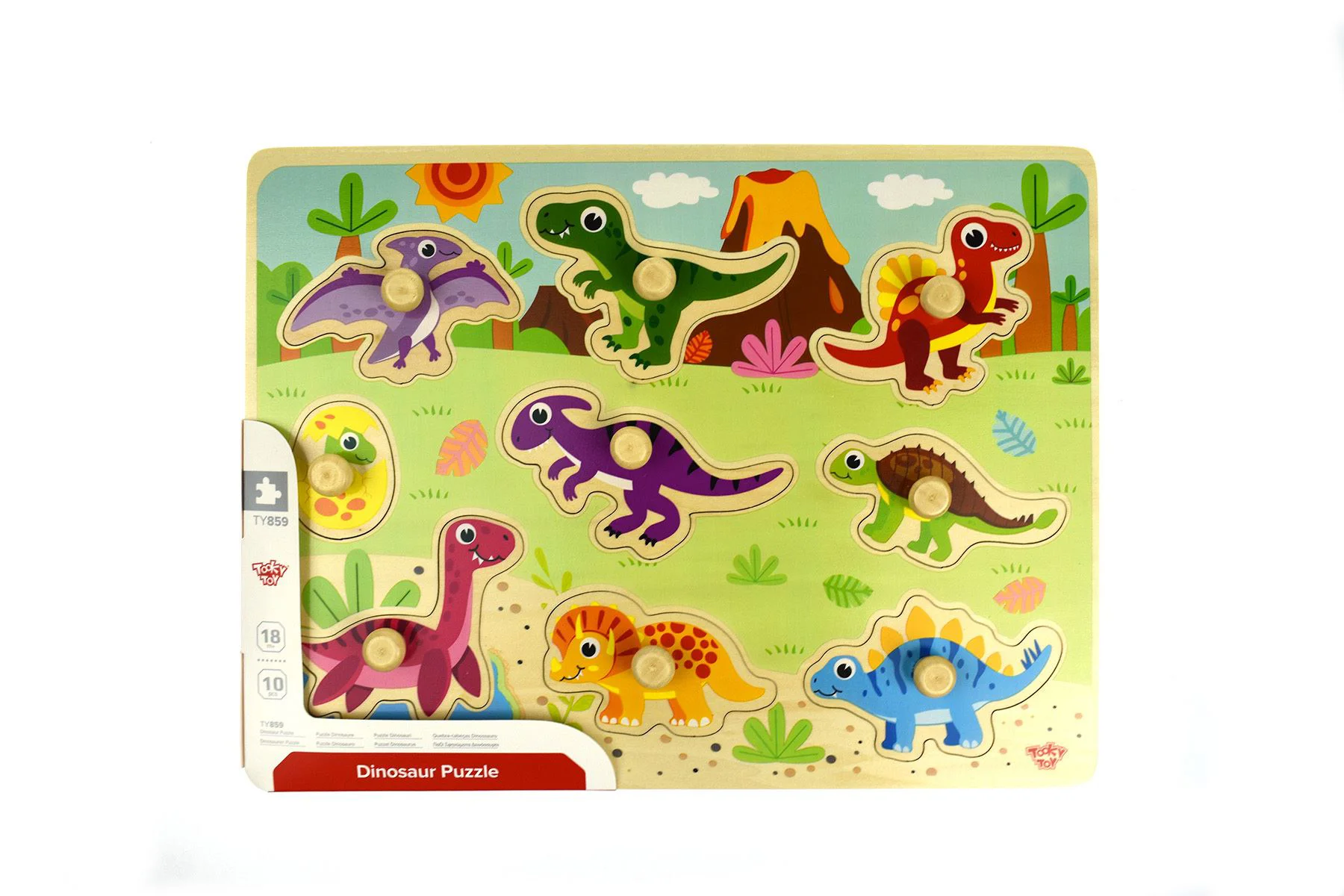 image for Puzzle din lemn Tooky Toy Dinozauri foto