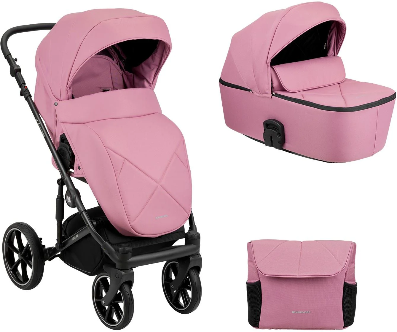 Коляска 2 в 1 KikkaBoo Amani Pink