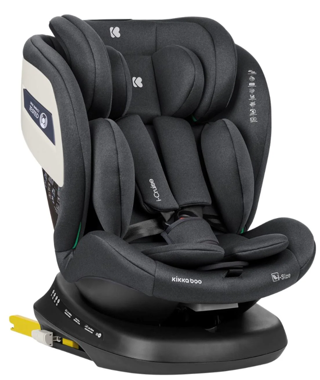 Scaun auto rotativ cu isofix KikkaBoo i-Cruise Dark Grey, 40-150 cm foto