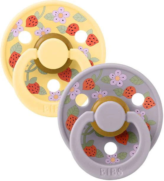 Set 2 suzete rotunde din latex BIBS LIBERTY Strawberries and Cream - Pale Butter Mix (0-6 luni) foto