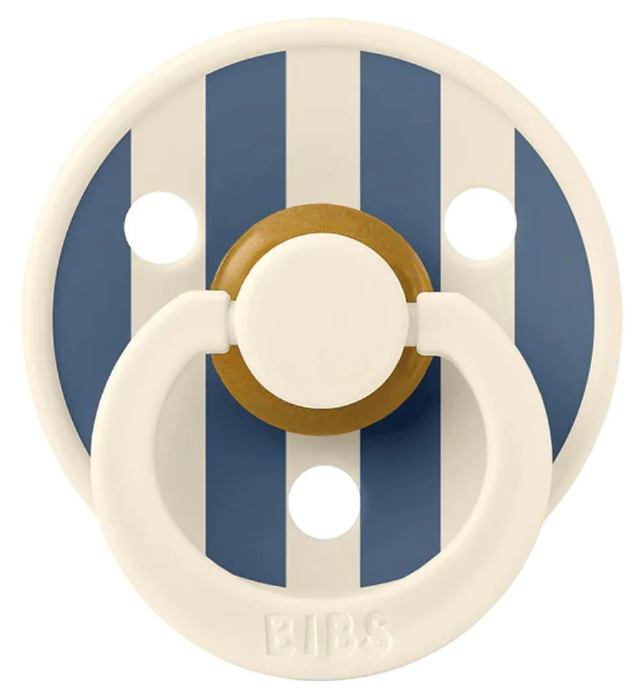 Suzeta rotunda din latex BIBS Studio Colour Block - Ivory Steel Blue (0-6 luni) foto