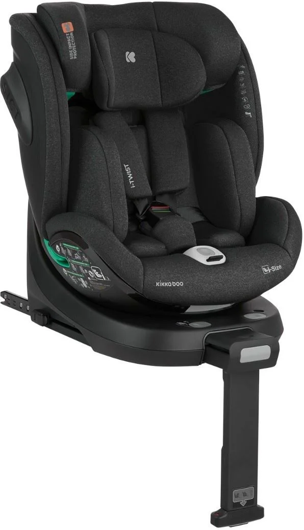 Вращающееся автокресло с изофиксом KikkaBoo i-Twist Black, 40-150 см
