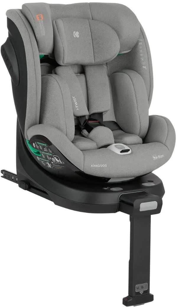 Вращающееся автокресло с изофиксом KikkaBoo i-Twist Light Grey, 40-150 см
