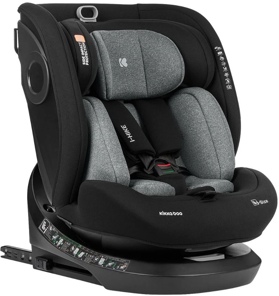Вращающееся автокресло с изофиксом KikkaBoo i-Hike Dark Grey, 40-150 см