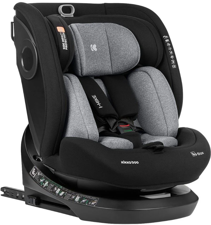 Scaun auto rotativ cu isofix KikkaBoo i-Hike Light Grey, 40-150 cm foto