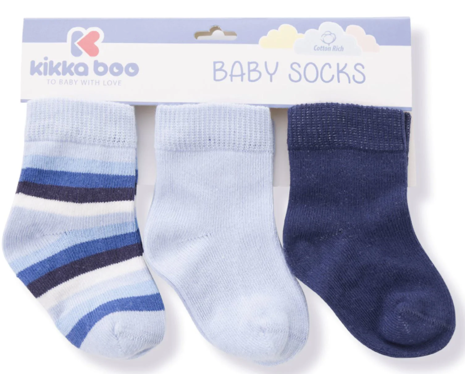 Set 3 perechi sosete KikkaBoo Stripes Dark Blue