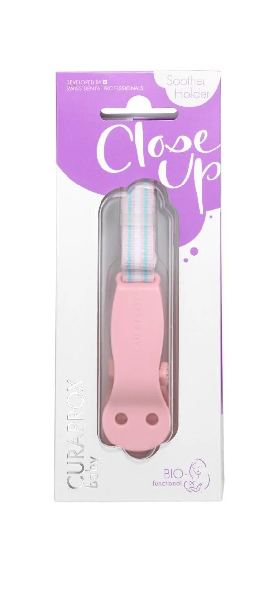 Clips pentru suzeta Curaprox Baby Roz