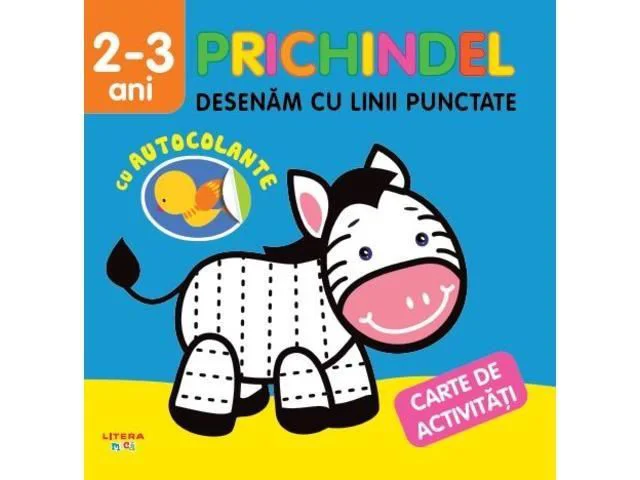 Prichindel. Desenam cu linii punctate. Carte cu autocolante. 2-3 ani