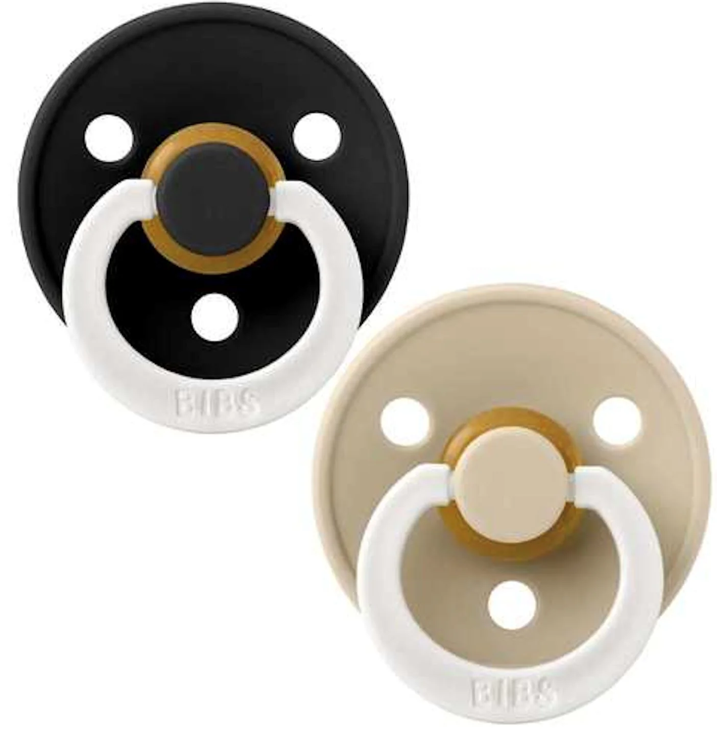 image for Set 2 suzete rotunde din latex fosforescente BIBS Colour Glow Black/Vanilla (6-18 luni) foto