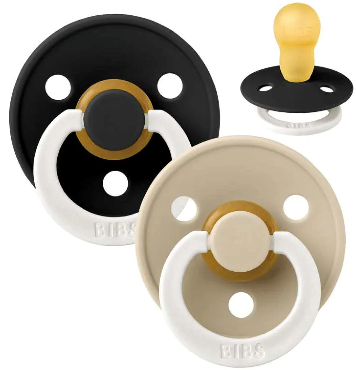 image for Set 2 suzete rotunde din latex fosforescente BIBS Colour Glow Black/Vanilla (18-36 luni) foto