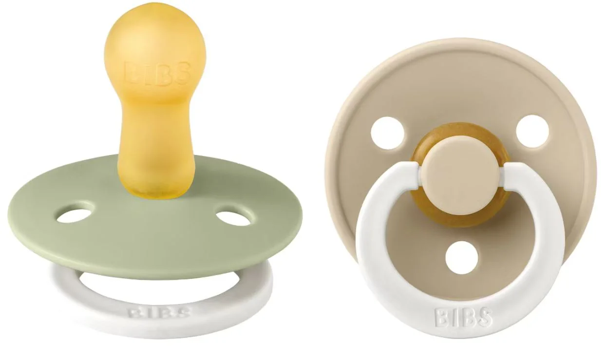 image for Set 2 suzete rotunde din latex fosforescente BIBS Colour Glow Sage/Vanilla (6-18 luni) foto