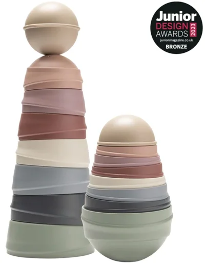 Piramida BIBS Wobbly Tower Curcubeu pastelat, jucărie pentru baie și nisip