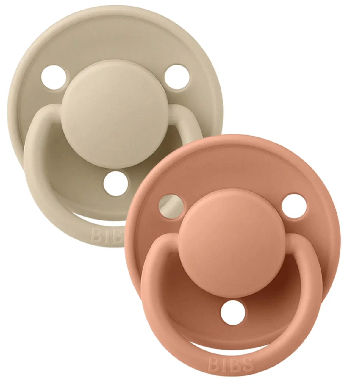 image for Set 2 suzete rotunde din silicon BIBS De lux Vanilla/Peach (0-36 luni) foto