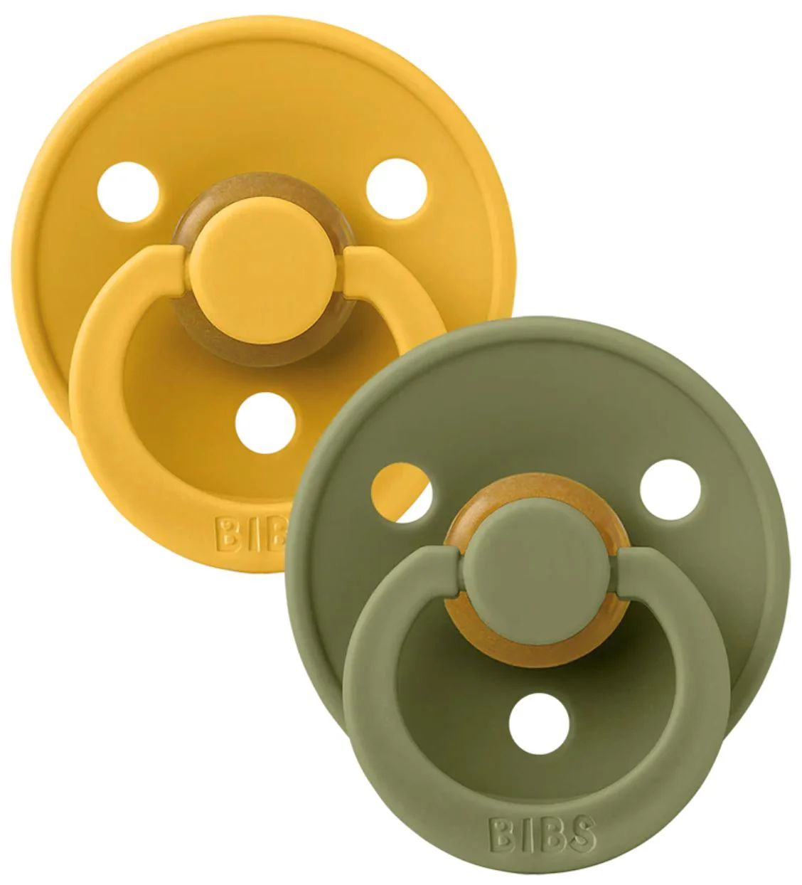 Set 2 suzete rotunde din latex BIBS Colour Honey Bee/Olive (0-6 luni) foto