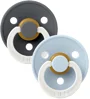 Set 2 suzete rotunde din latex fosforescente BIBS Colour Glow Iron/Baby Blue (0-6 luni) foto