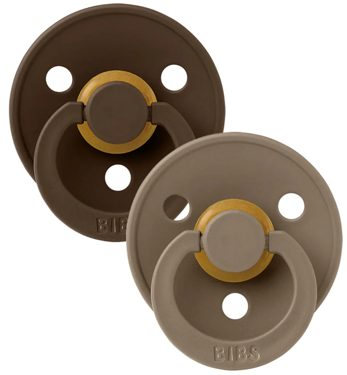 Набор из 2 круглых пустышек BIBS Colour Mocha/Dark Oak (0-6 мес.)