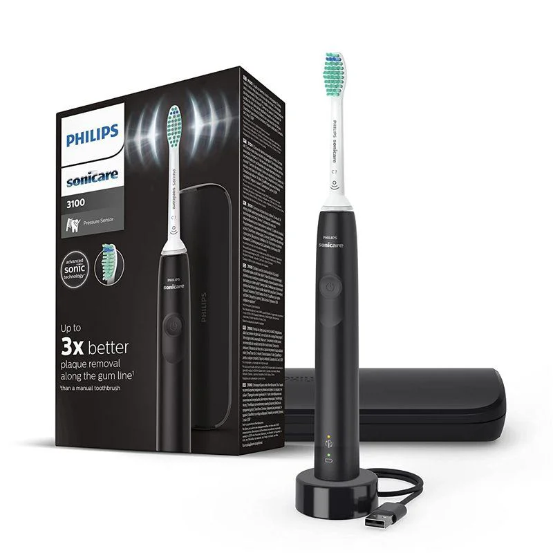 Электрическая звуковая зубная щетка Philips Sonicare Series 3100, черная