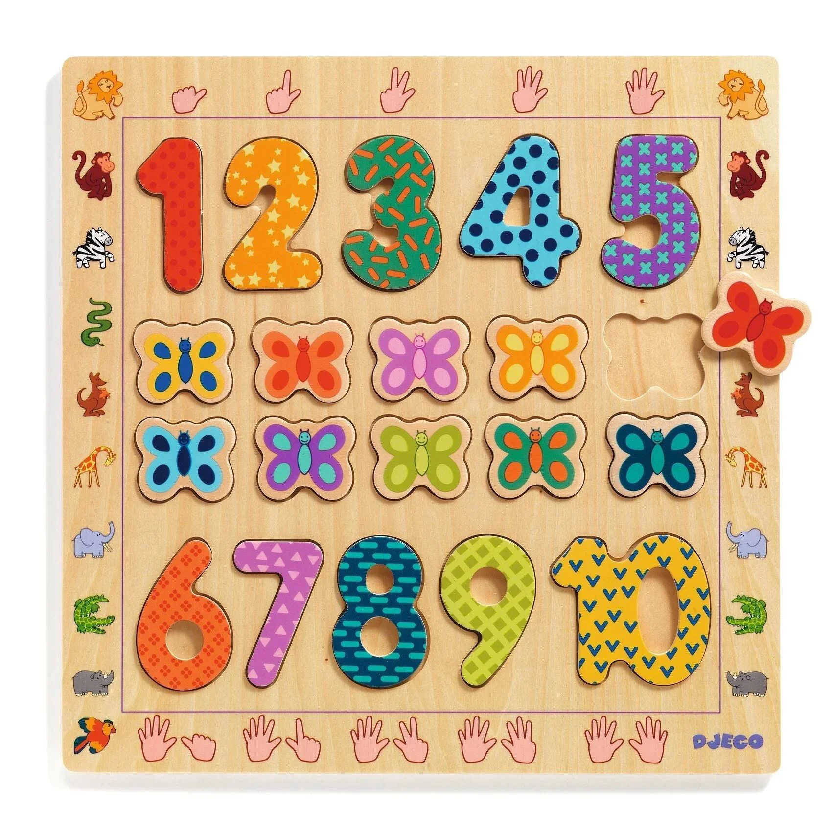 Puzzle educativ din lemn Djeco Cifre 1-10