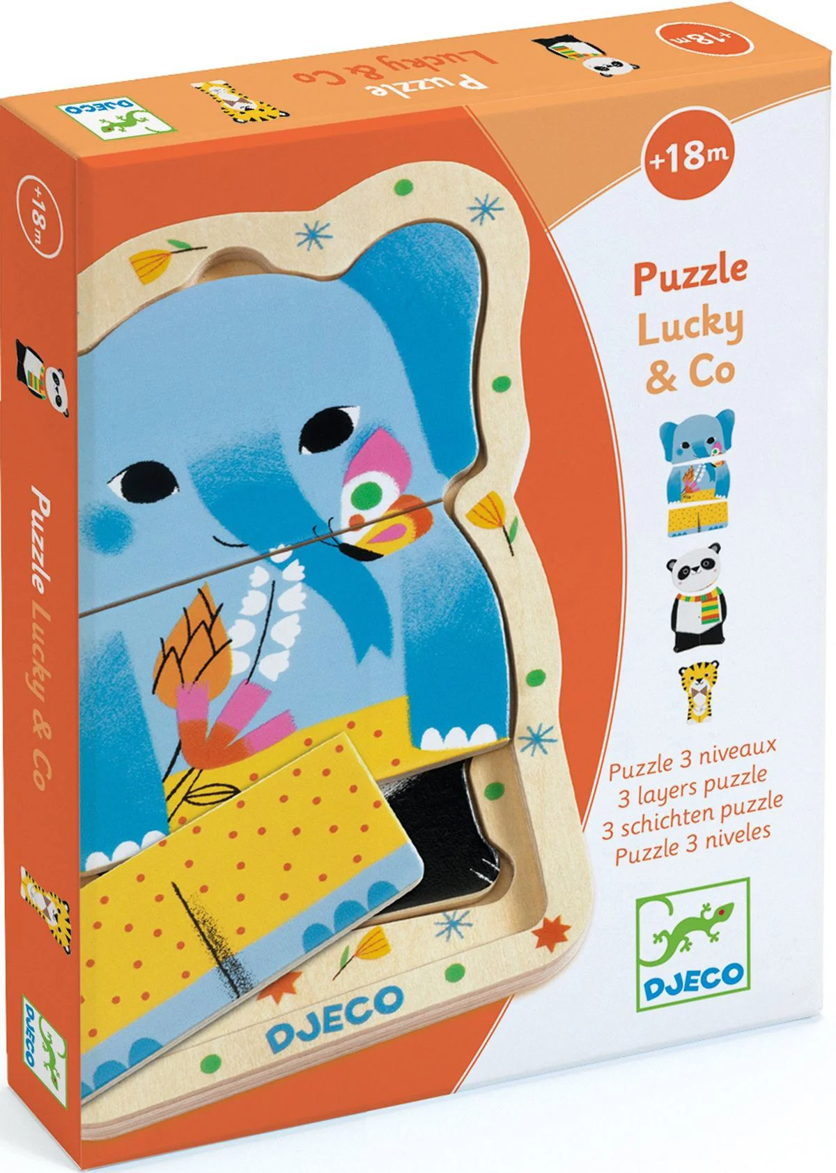 image for Puzzle din lemn in 3 straturi Djeco Lucky & Co foto