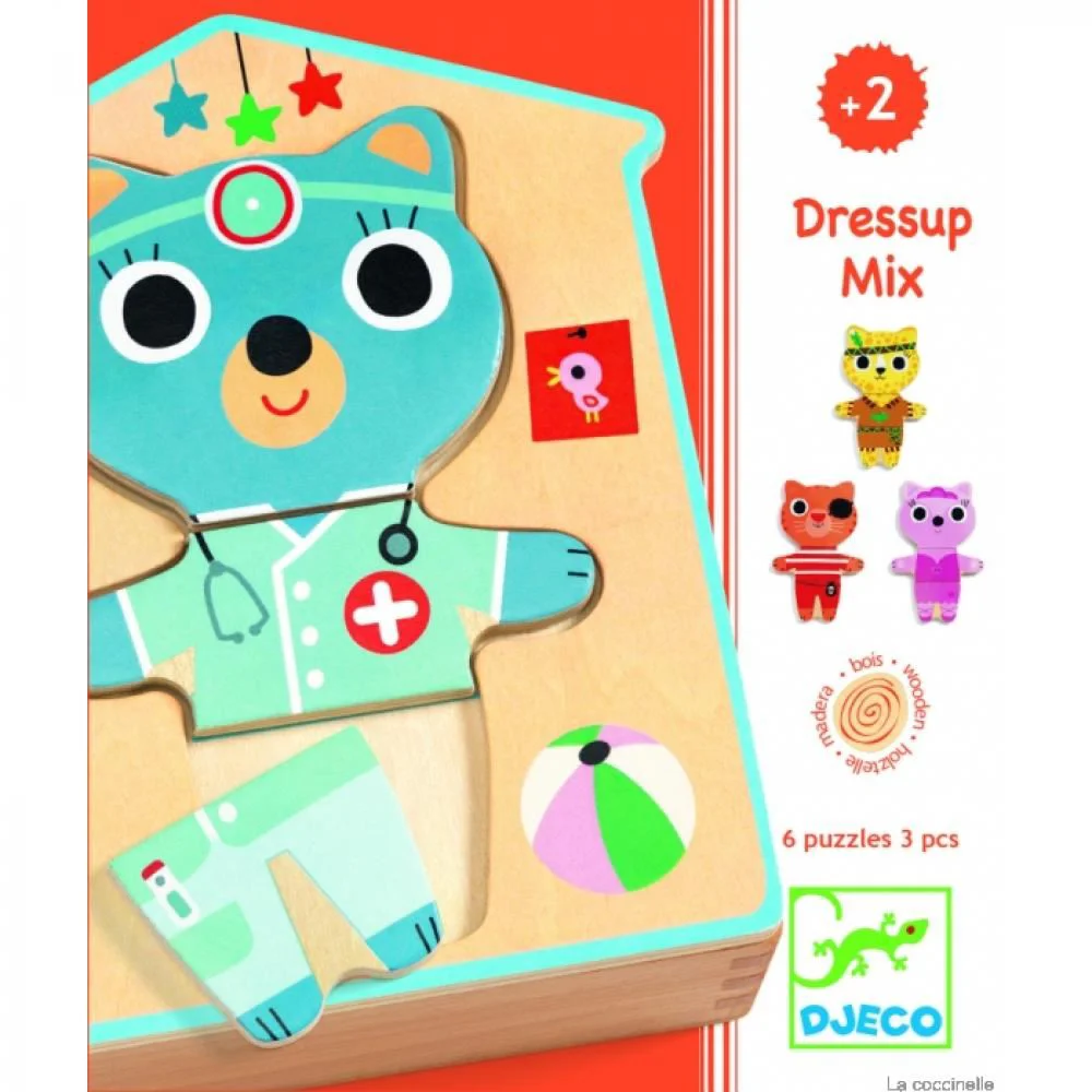 image for Puzzle din lemn Djeco Dressup Mix foto