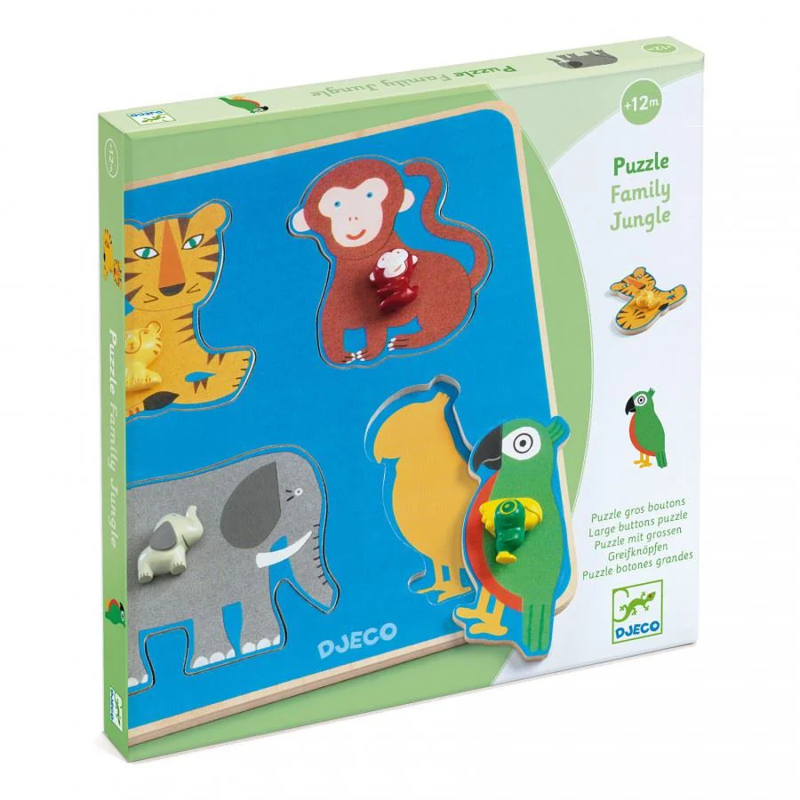 image for Puzzle din lemn Djeco Family Jungle foto