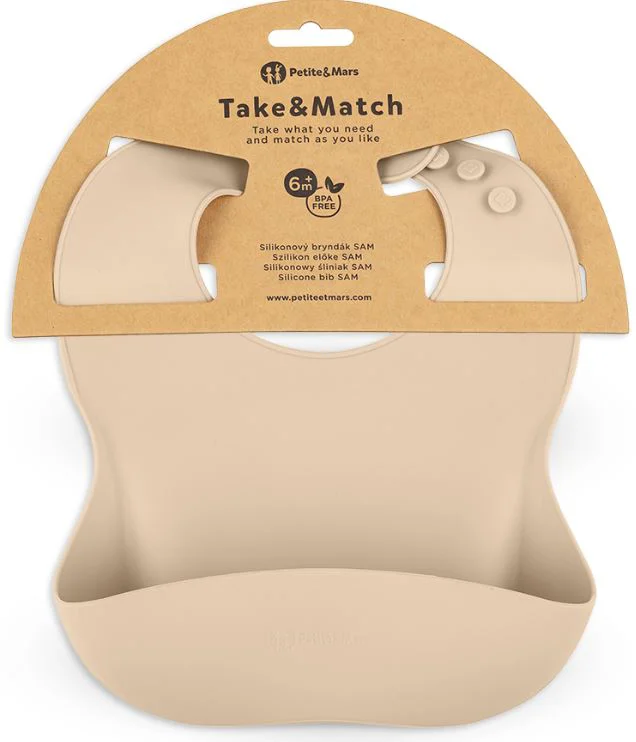 Baveta moale din silicon Petite&Mars Take&Match Desert Sand