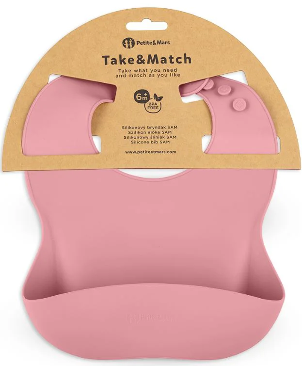 Baveta moale din silicon Petite&Mars Take&Match Dusty Rose