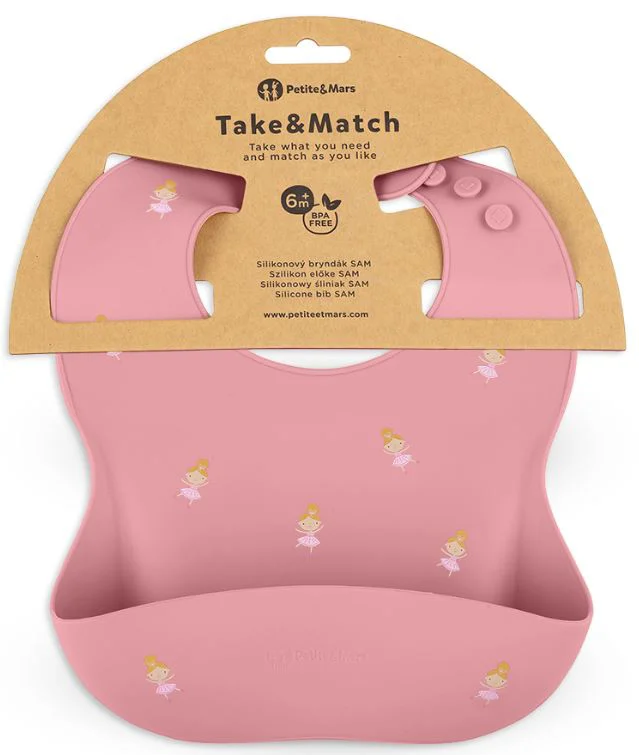 Baveta moale din silicon Petite&Mars Take&Match Rose Princesses