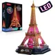 Puzzle 3D CubicFun Turnul Eiffel cu iluminare LED, 51 el.