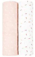 Pelinci de muselina KikkaBoo Swaddle Confetti Pink, 80x80 cm, 2 buc.